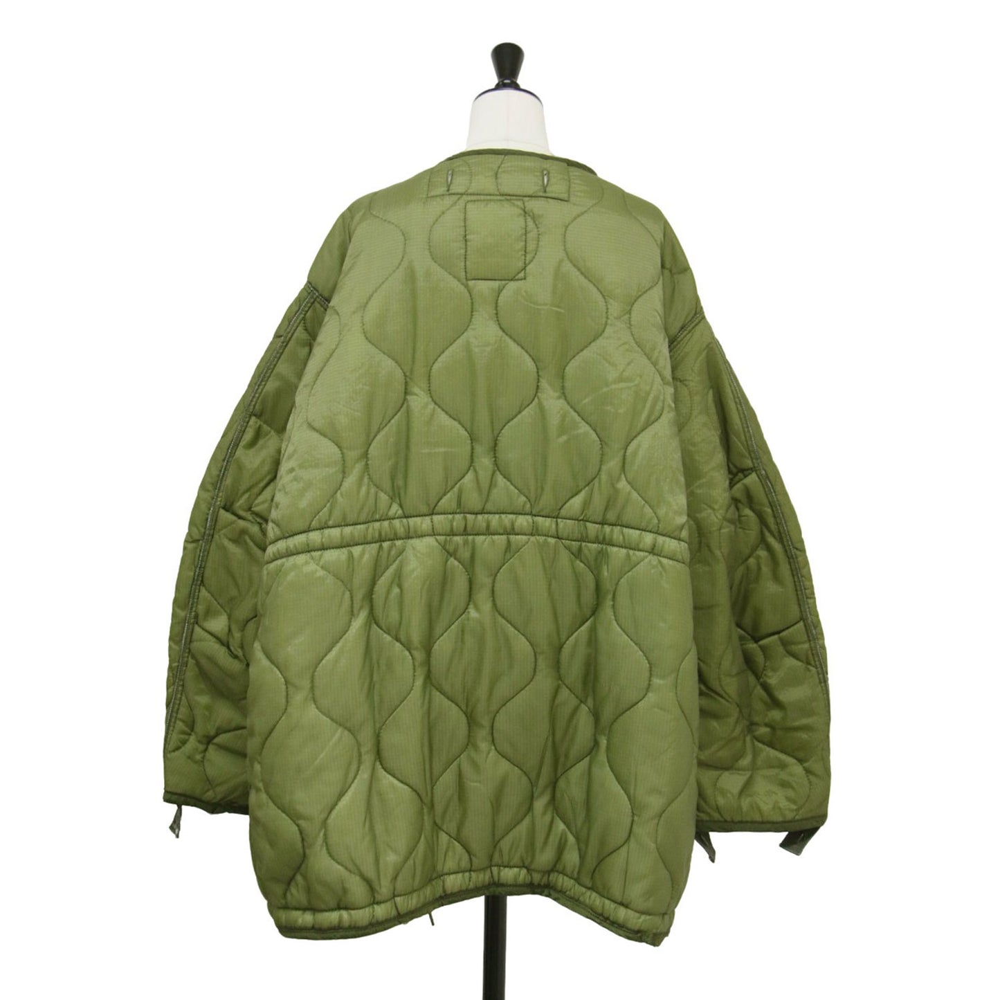 21春夏 キルティングジャケット / BONUM Remake quilting jacket ノーカラー 長袖 ミディ丈 リメイク オーバーシルエット ダブルファスナー
