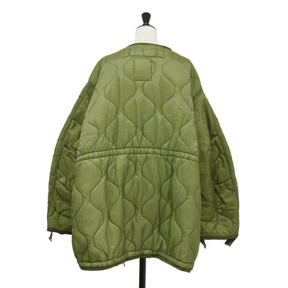 21春夏 キルティングジャケット / BONUM Remake quilting jacket ノーカラー 長袖 ミディ丈 リメイク オーバーシルエット ダブルファスナー