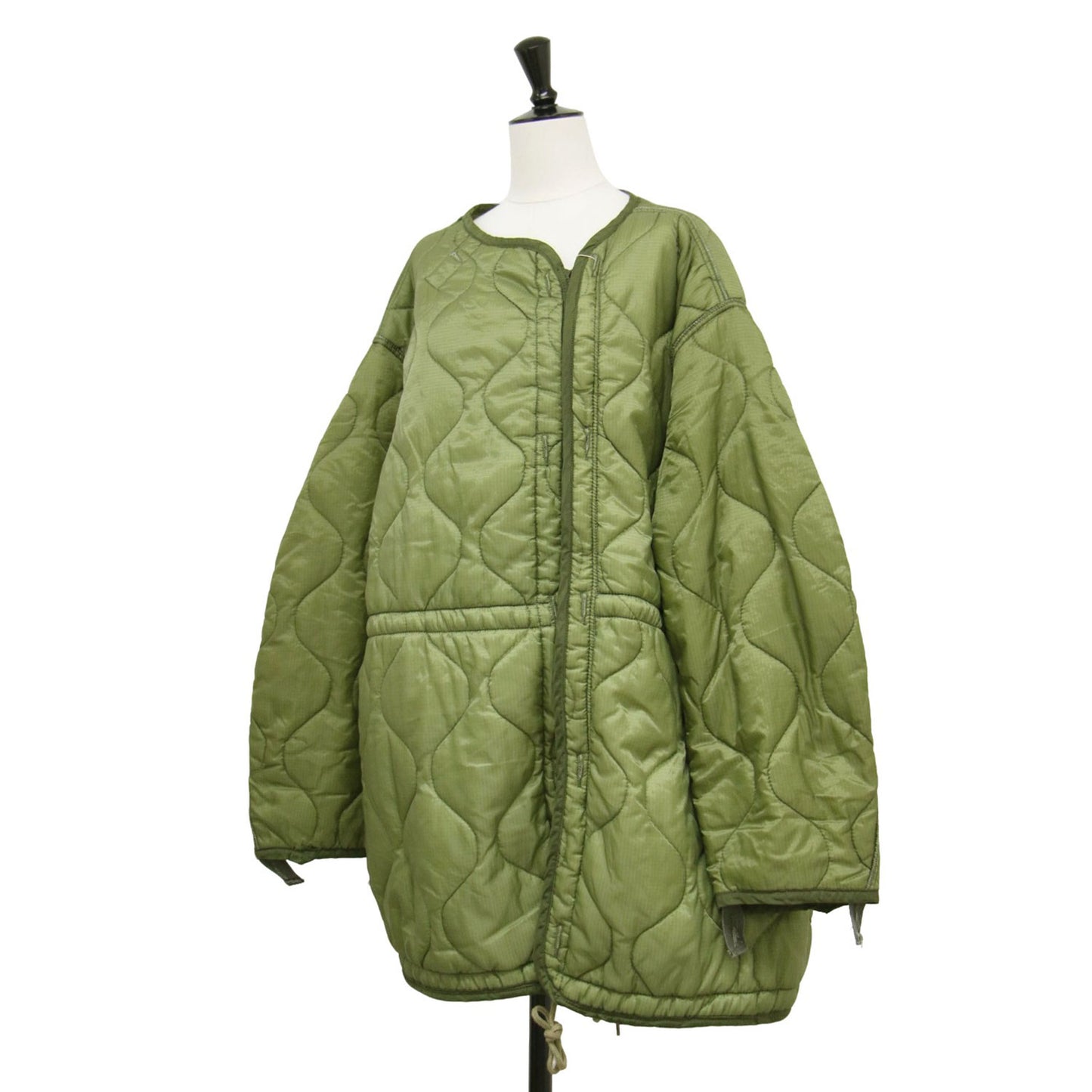 21春夏 キルティングジャケット / BONUM Remake quilting jacket ノーカラー 長袖 ミディ丈 リメイク オーバーシルエット ダブルファスナー