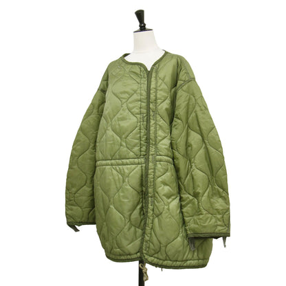 21春夏 キルティングジャケット / BONUM Remake quilting jacket ノーカラー 長袖 ミディ丈 リメイク オーバーシルエット ダブルファスナー