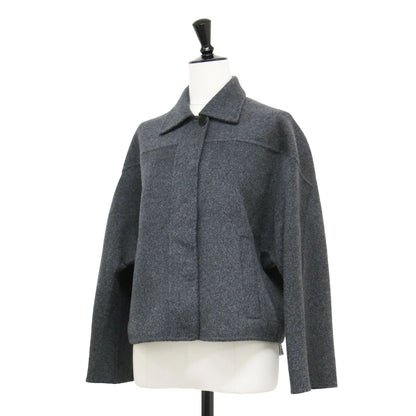 24秋冬 ダブルフェイス ショートコート / Moxie Briane レギュラーカラーコート コンパクト丈 ボックス ポケット ウール カシミヤ