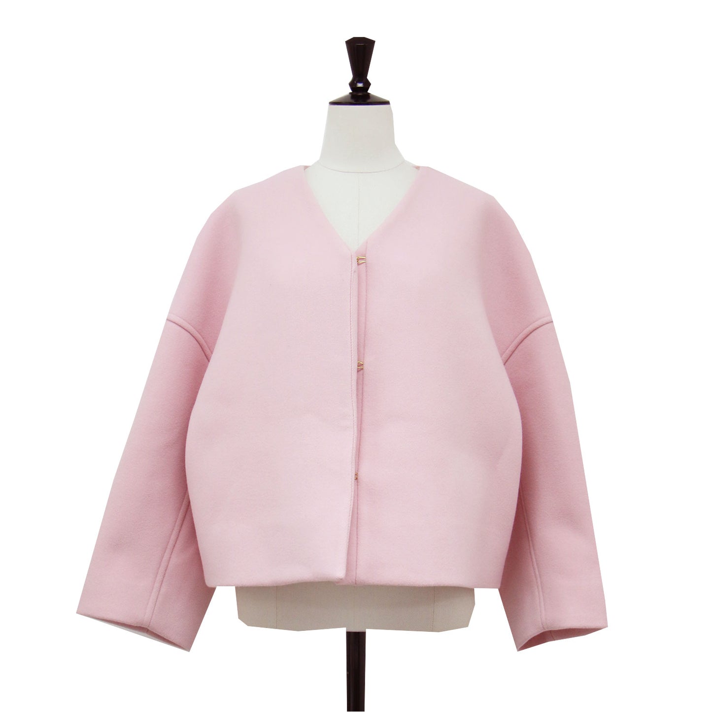 21春夏 ダブルフェイス ショートコート / ジャケット 長袖 Vネック ワイド ドロップショルダー ウール