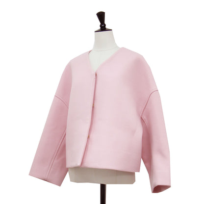 21春夏 ダブルフェイス ショートコート / ジャケット 長袖 Vネック ワイド ドロップショルダー ウール