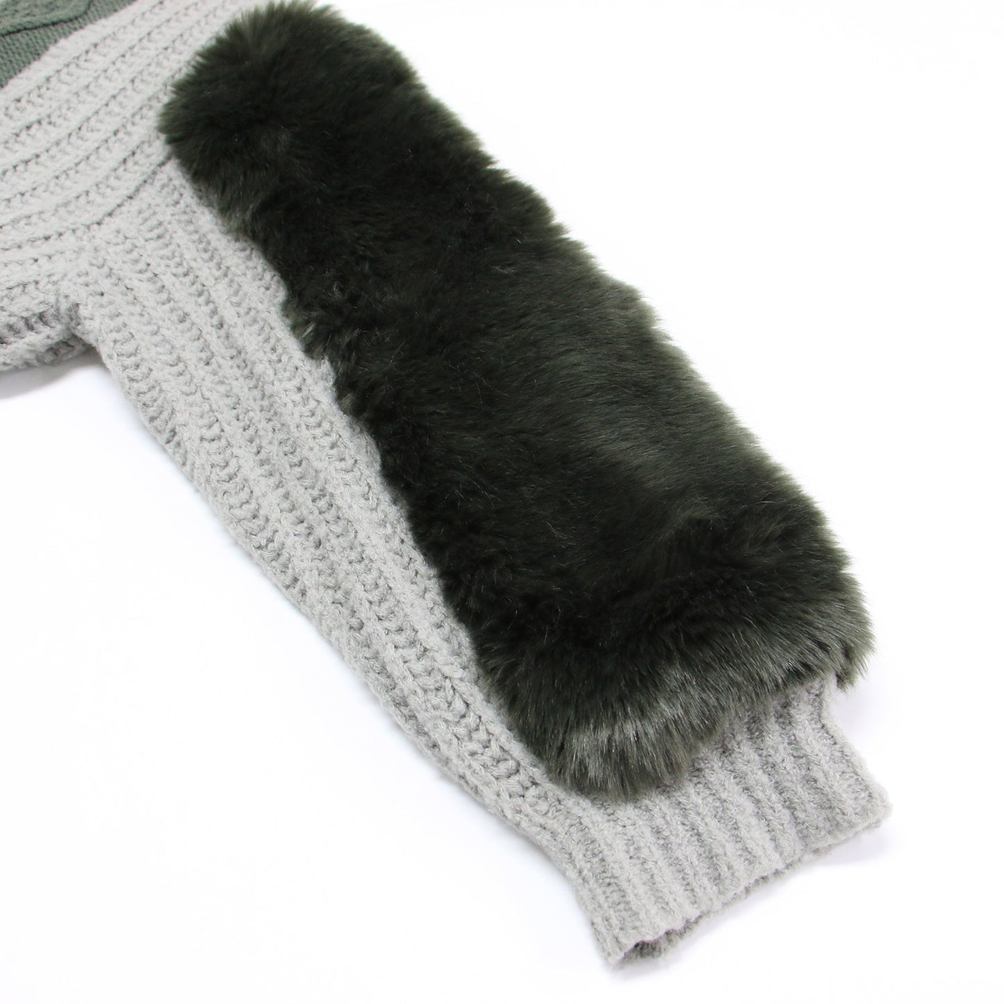 エコファー ボリュームスリーブ ニット / ECO FUR SLEEVE KNIT プルオーバー クルーネック 長袖 ローゲージ ウール