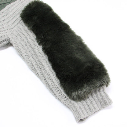 エコファー ボリュームスリーブ ニット / ECO FUR SLEEVE KNIT プルオーバー クルーネック 長袖 ローゲージ ウール