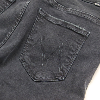 ダメージ加工 スキニー デニムパンツ / FADED BLACK INSIDER CROP ストレッチ クロップド丈 コンパクト コットン ストレッチ