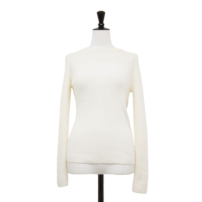 14Gリブ エクストラファイン メリノウール ラウンドネック ニット / プルオーバー 長袖 コンパクト ストレッチ