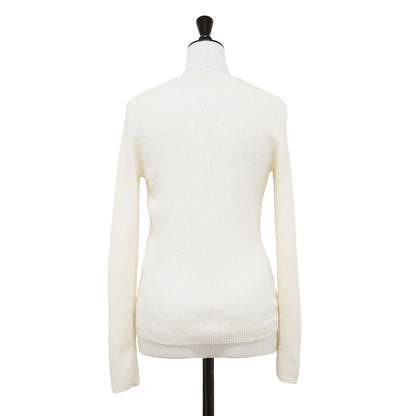 14Gリブ エクストラファイン メリノウール ラウンドネック ニット / プルオーバー 長袖 コンパクト ストレッチ