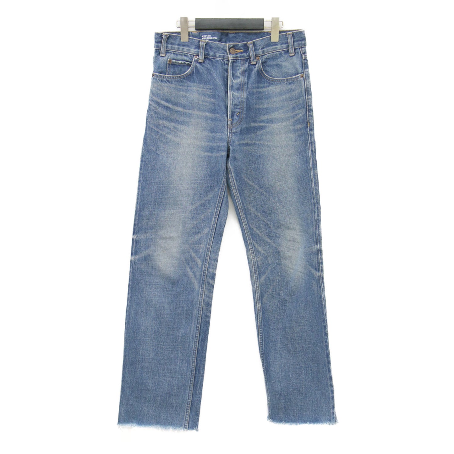 カットオフ デニムパンツ / ストレート ボタンフライ 5ポケット フリンジ