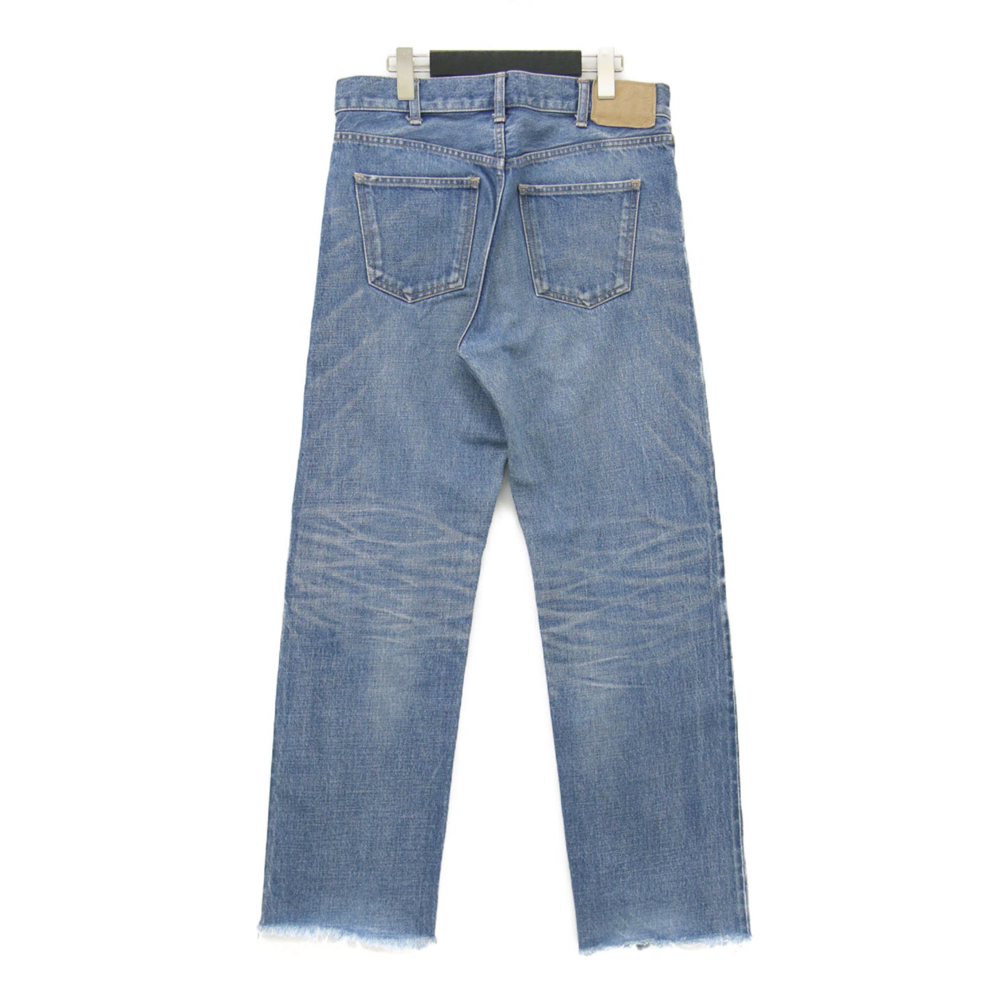 カットオフ デニムパンツ / ストレート ボタンフライ 5ポケット フリンジ