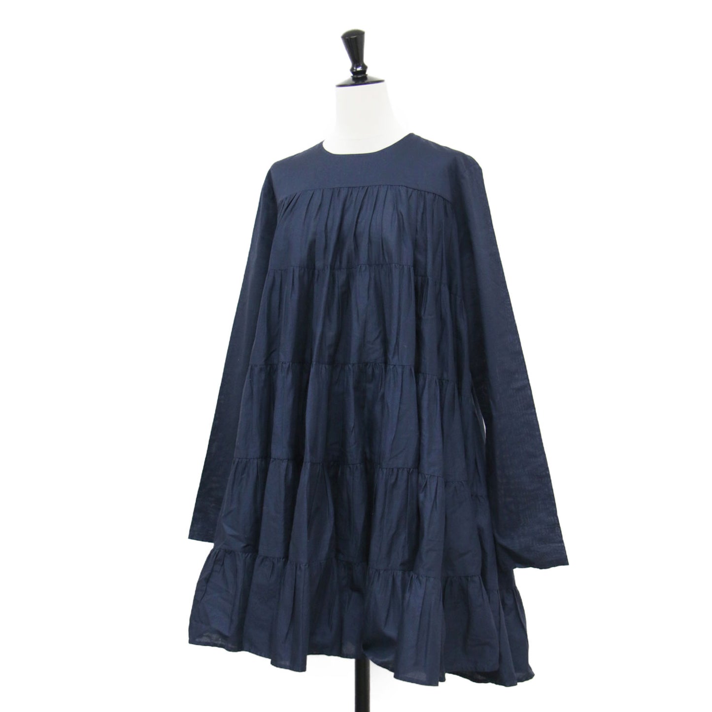 × TOMORROWLAND 別注 ソリマン ティアードドレス / SOLIMAN ワンピース 長袖 クルーネック 膝丈 フレア Aライン コットン