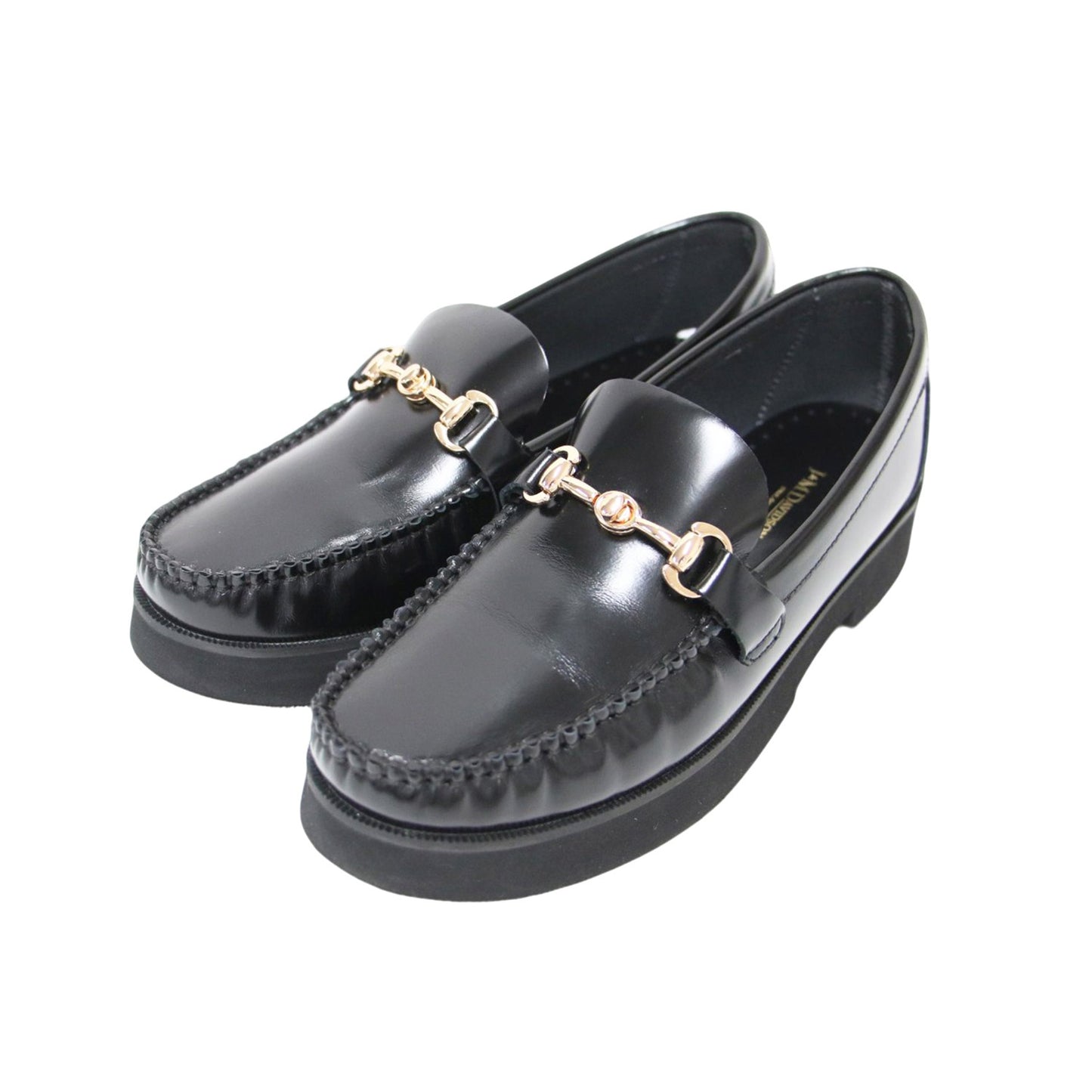 25秋冬 厚底 ビットローファー / フラット ラウンドトゥ ギャザー 本革