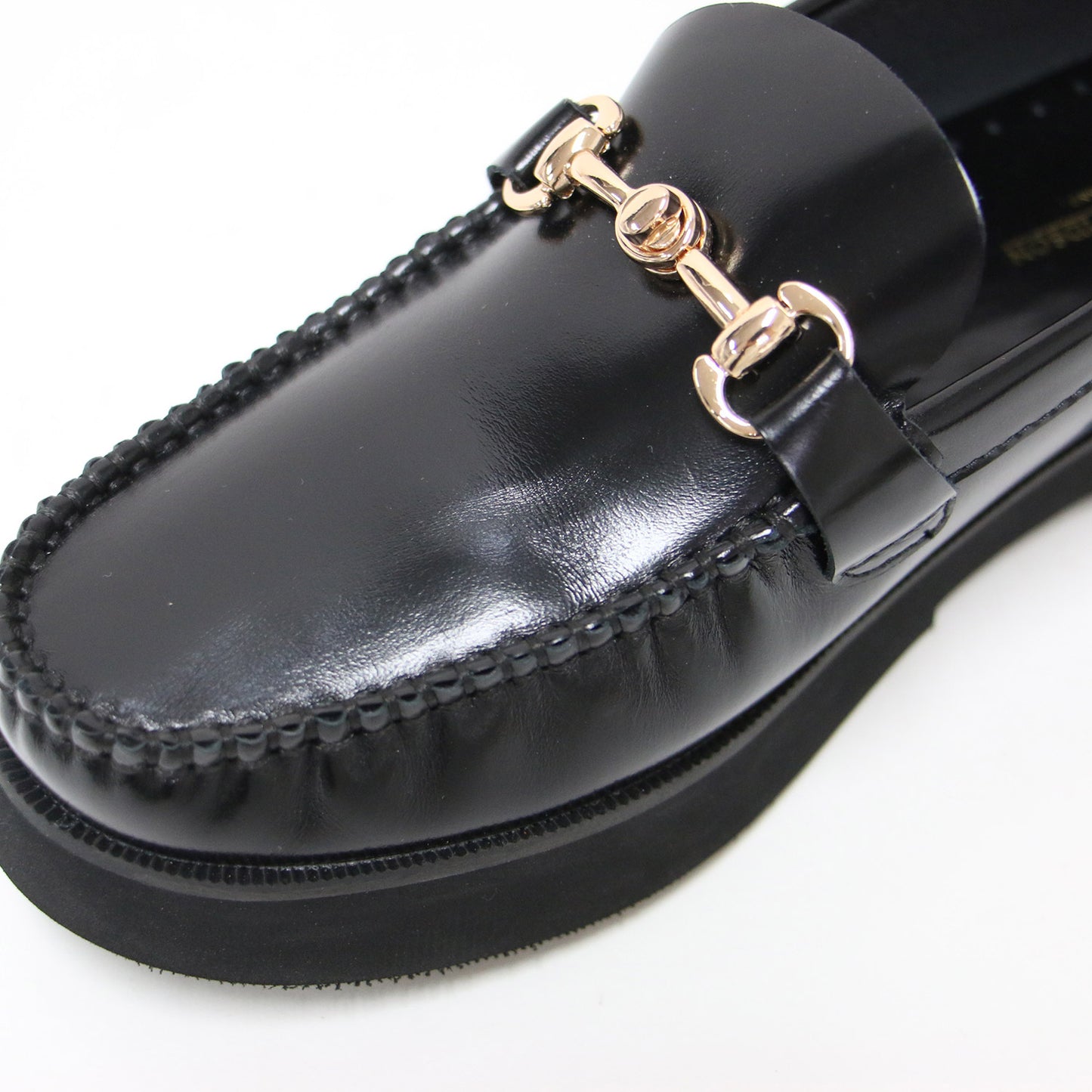 25秋冬 厚底 ビットローファー / フラット ラウンドトゥ ギャザー 本革