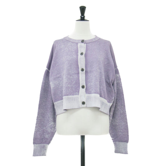 クルーネック クロップド カーディガン / M-CAROLINA ニット 長袖 ワイド ハイゲージ コットン