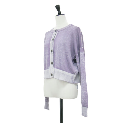 クルーネック クロップド カーディガン / M-CAROLINA ニット 長袖 ワイド ハイゲージ コットン