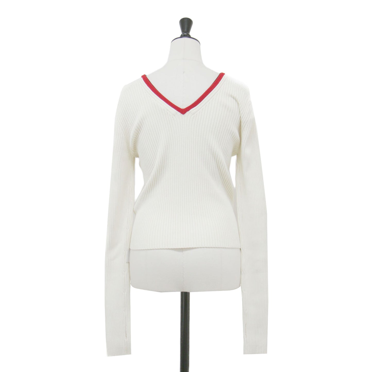 23春夏 ダブルジップ リブニット カーディガン / M-Oira Maglia セーター Vネック 長袖 コンパクト ストレッチ