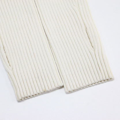 23春夏 ダブルジップ リブニット カーディガン / M-Oira Maglia セーター Vネック 長袖 コンパクト ストレッチ
