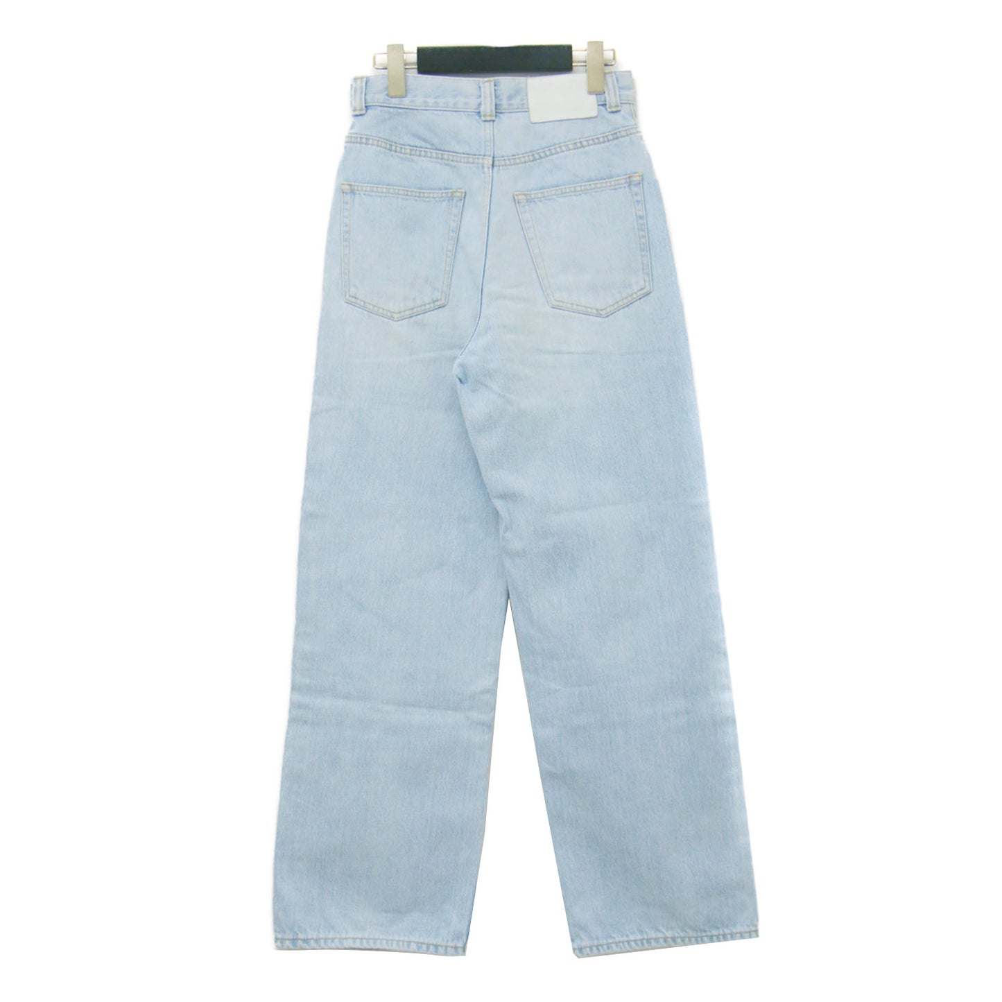 デニム ワイド ストレートパンツ / 5ポケット ハイウエスト ナノバブル加工