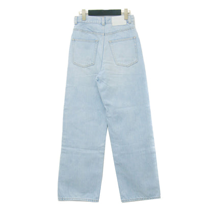 デニム ワイド ストレートパンツ / 5ポケット ハイウエスト ナノバブル加工