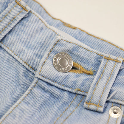 デニム ワイド ストレートパンツ / 5ポケット ハイウエスト ナノバブル加工