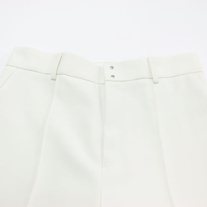 22春夏 ハーフパンツ / ハイウエスト ストレート ピンタック カシメホック ウォッシャブル