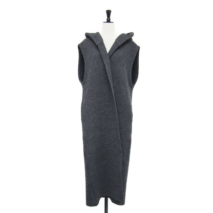 フード付き ロング ニットジレ / AIRY INRAY HOODIE LONG GILET ベスト ストレート ウール