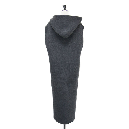 フード付き ロング ニットジレ / AIRY INRAY HOODIE LONG GILET ベスト ストレート ウール