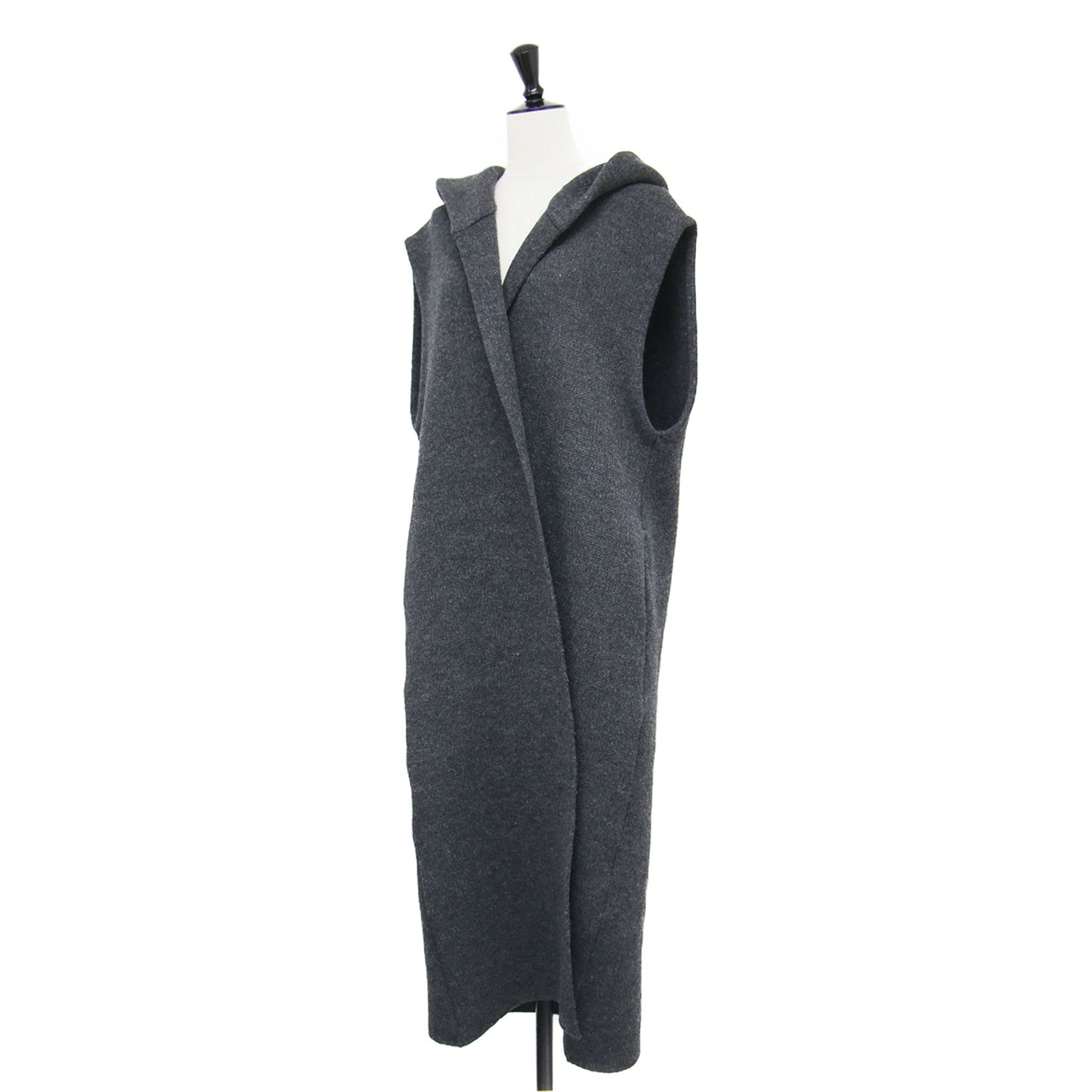 フード付き ロング ニットジレ / AIRY INRAY HOODIE LONG GILET ベスト ストレート ウール