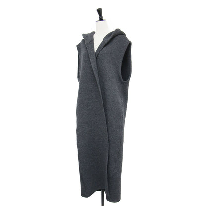 フード付き ロング ニットジレ / AIRY INRAY HOODIE LONG GILET ベスト ストレート ウール