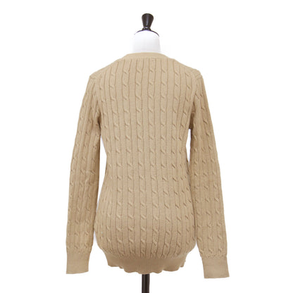 ポニー 刺繍 ケーブルニット カーディガン / 長袖 Vネック コンパクト コットン