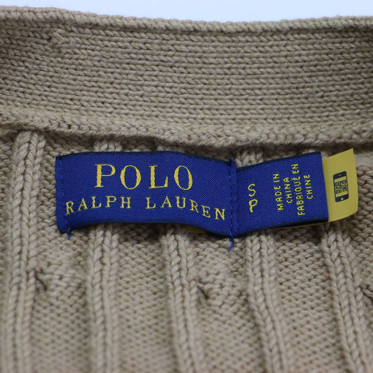 ポニー 刺繍 ケーブルニット カーディガン / 長袖 Vネック コンパクト コットン