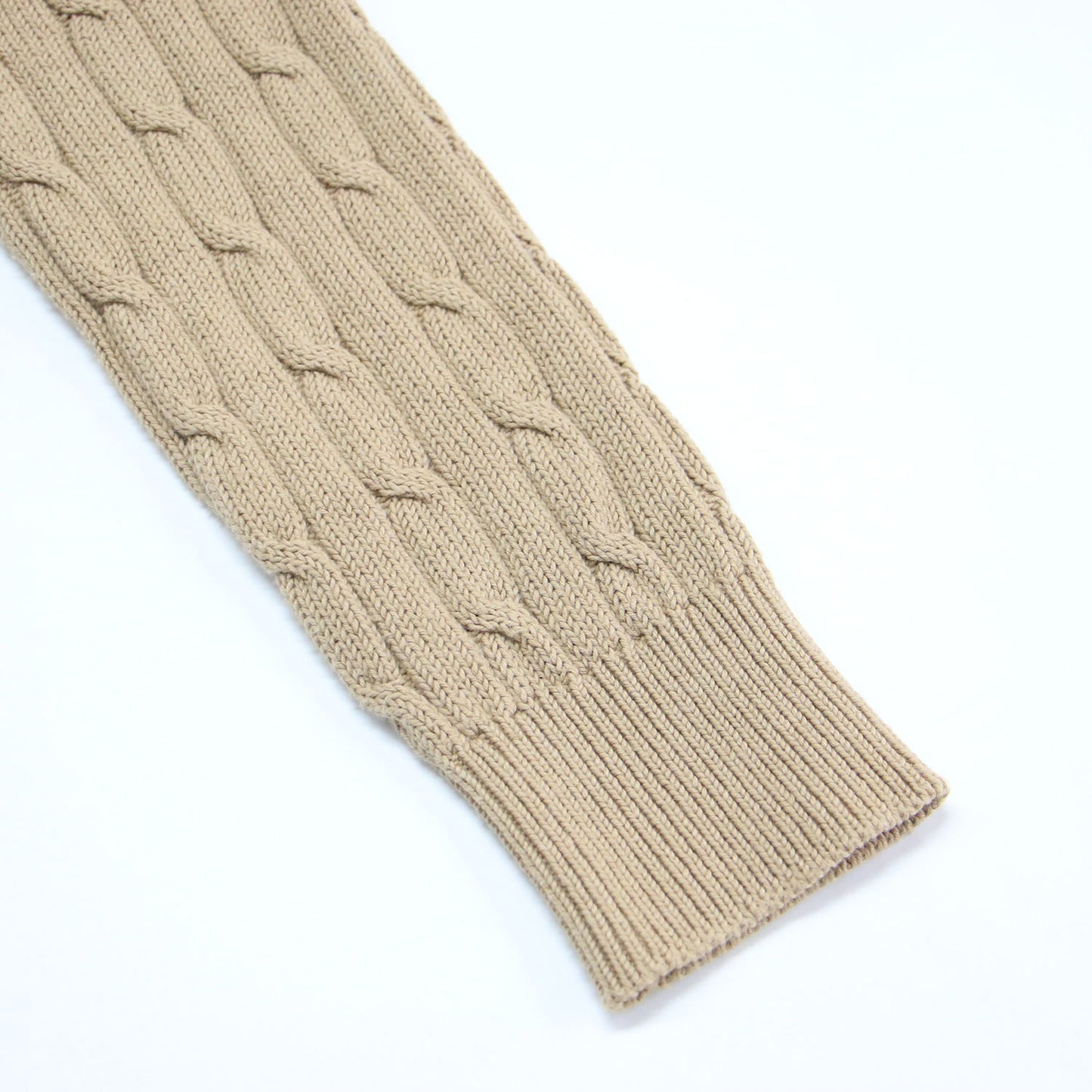 ポニー 刺繍 ケーブルニット カーディガン / 長袖 Vネック コンパクト コットン