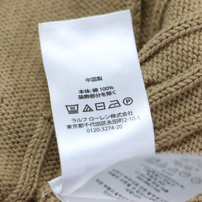 ポニー 刺繍 ケーブルニット カーディガン / 長袖 Vネック コンパクト コットン