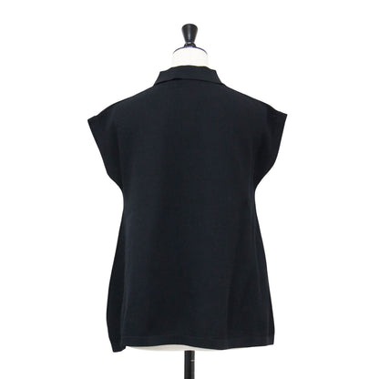 × Ray BEAMS 別注 フレア ノースリーブ ポロシャツ / カットソー フレンチスリーブ Aライン メッシュ