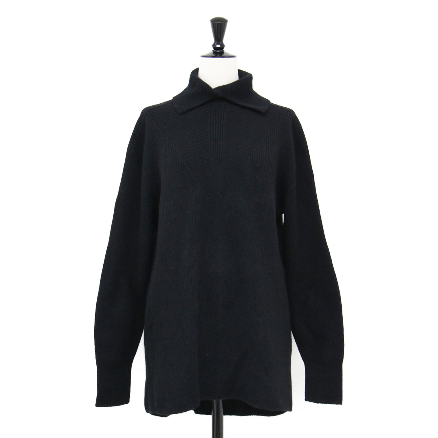 シームレスニット プルオーバー / OLIBIA MOVING RIB 長袖 チュニック丈 タートルネック スリット