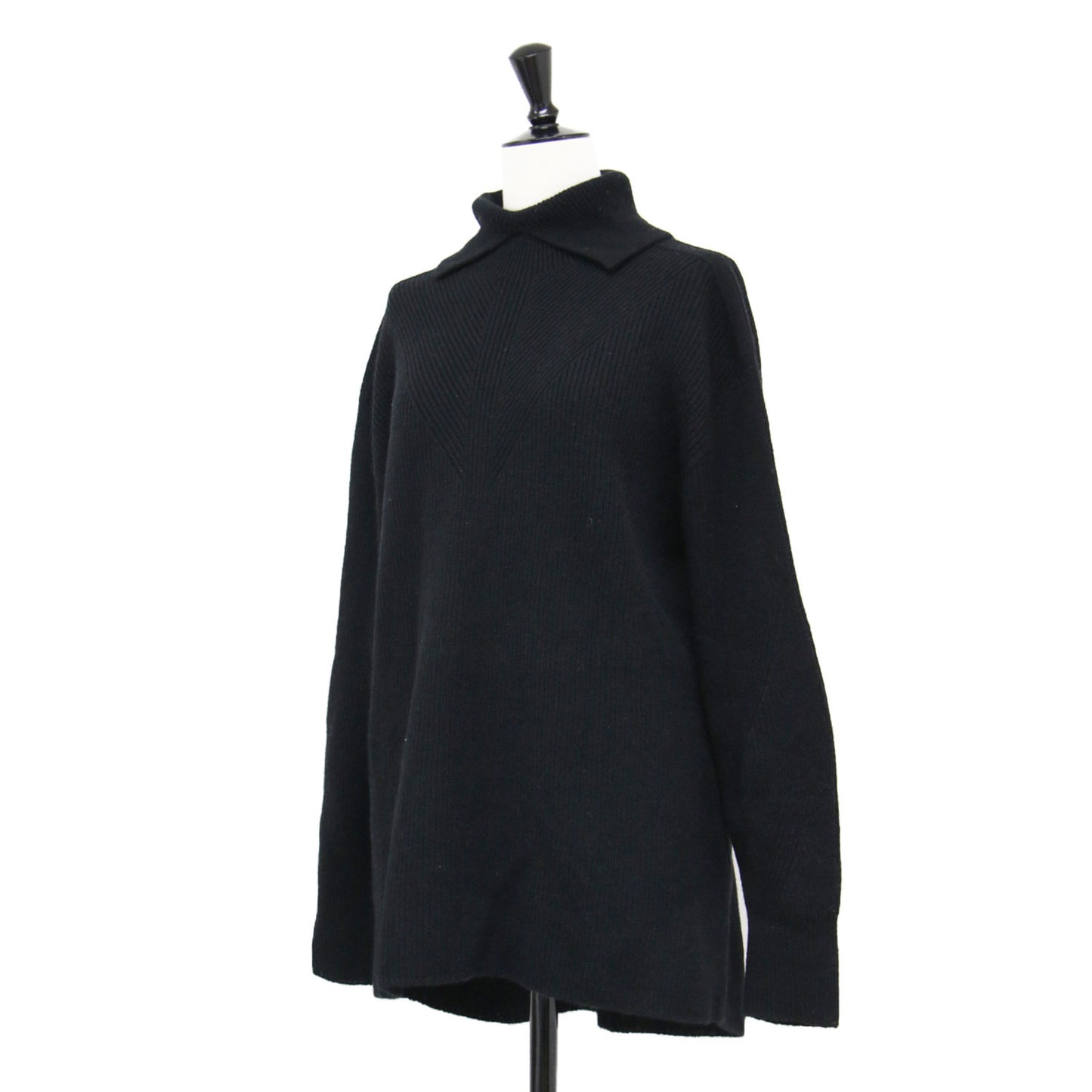 シームレスニット プルオーバー / OLIBIA MOVING RIB 長袖 チュニック丈 タートルネック スリット
