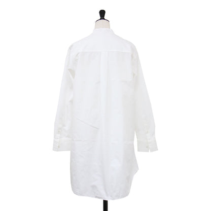 20秋冬 コットンシャーティング オーバーチュニック バンドカラーシャツ / COTTON SHIRTING OVER TUNIC SHIRT B 長袖 ボタンダウン コットン