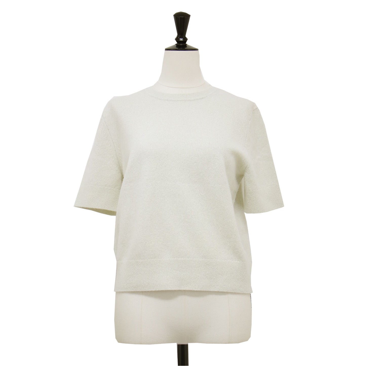 24秋冬 クルーネック ハーフスリーブ ニット / LUREX CHRIS プルオーバー 半袖 ラメ ウール