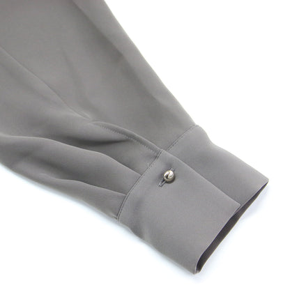 25秋冬 ウォッシャブルダブルサテンスキッパーブラウス / シャツ ドロップショルダー 長袖 オーバーサイズ メタルボタン