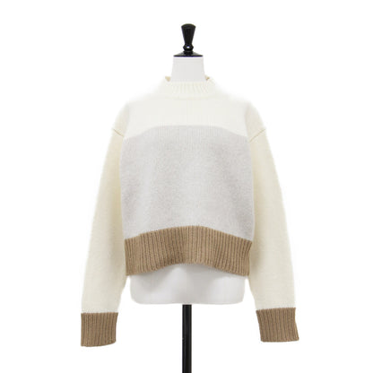 24秋冬 カラーブロック ニット / FELTED WOOL COLOR BLOCK ショート丈 長袖 ハイネック ワイド ウール カシミヤ
