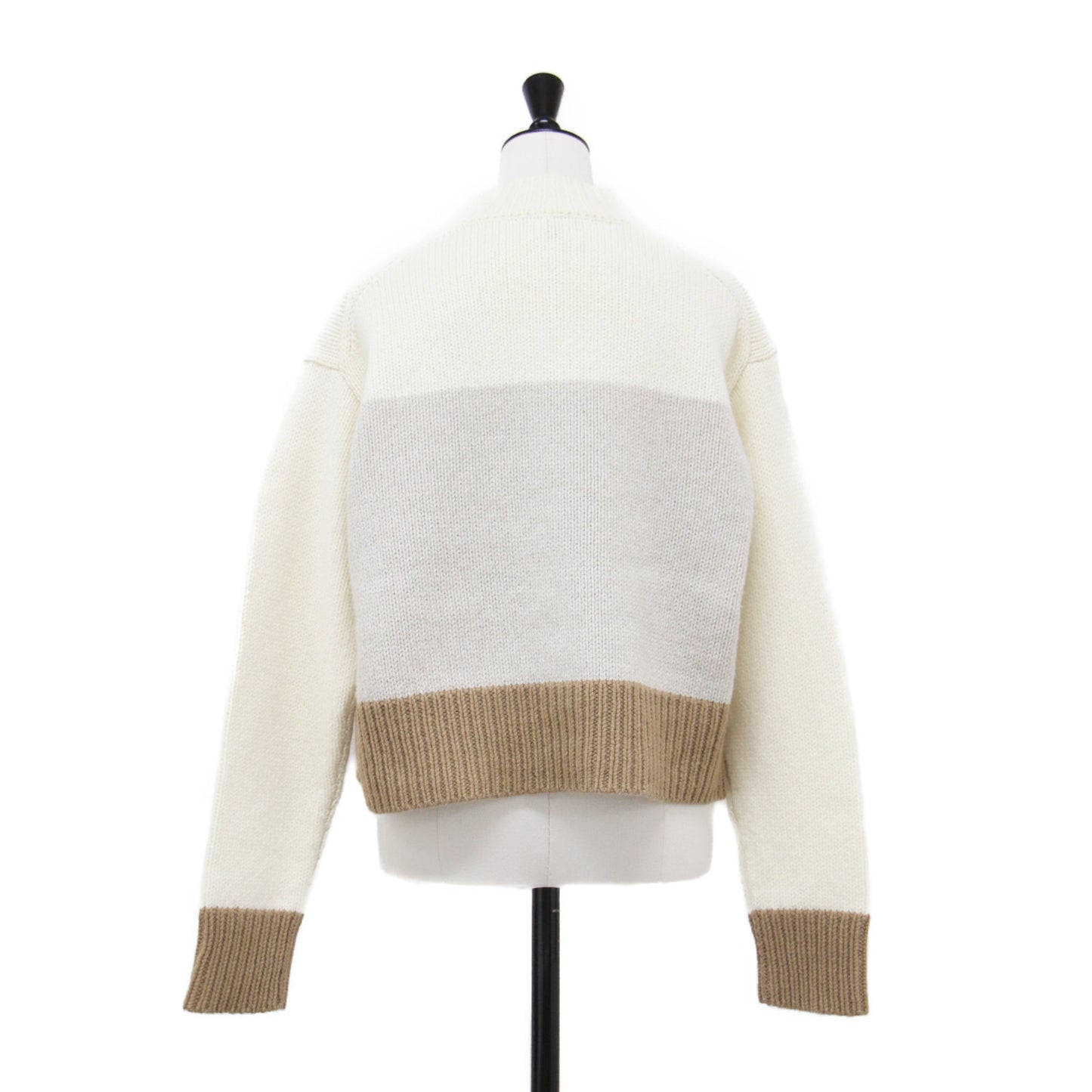 24秋冬 カラーブロック ニット / FELTED WOOL COLOR BLOCK ショート丈 長袖 ハイネック ワイド ウール カシミヤ