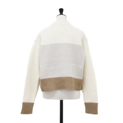 24秋冬 カラーブロック ニット / FELTED WOOL COLOR BLOCK ショート丈 長袖 ハイネック ワイド ウール カシミヤ