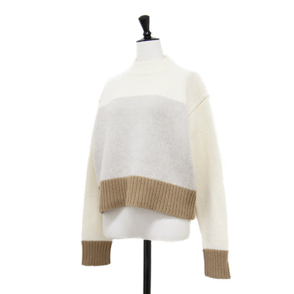 24秋冬 カラーブロック ニット / FELTED WOOL COLOR BLOCK ショート丈 長袖 ハイネック ワイド ウール カシミヤ