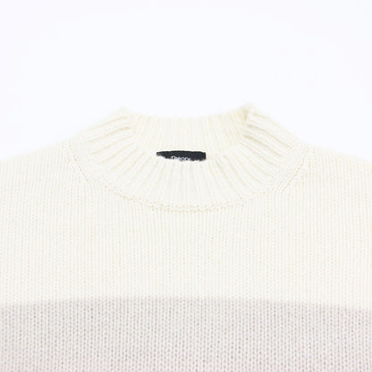 24秋冬 カラーブロック ニット / FELTED WOOL COLOR BLOCK ショート丈 長袖 ハイネック ワイド ウール カシミヤ