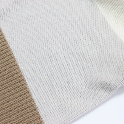 24秋冬 カラーブロック ニット / FELTED WOOL COLOR BLOCK ショート丈 長袖 ハイネック ワイド ウール カシミヤ