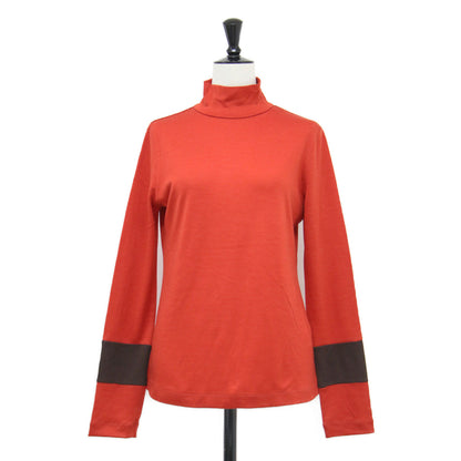 25秋冬 コントラストカラー ハイネック カットソー / 長袖 バイカラー ウール