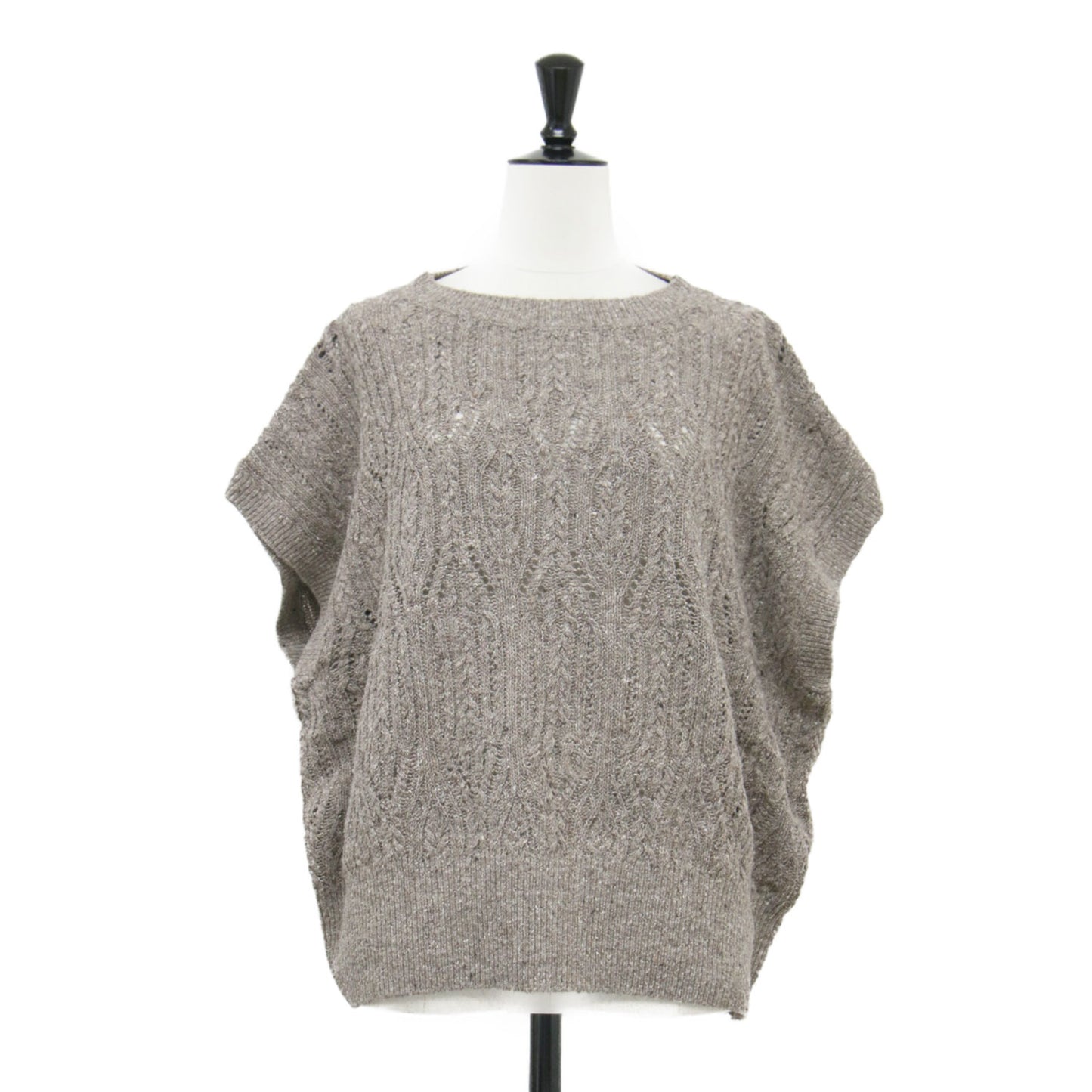 23秋冬 ケーブルネップ ジレ ニット プルオーバー / ベスト ノースリーブ ドロップショルダー ウール シルク