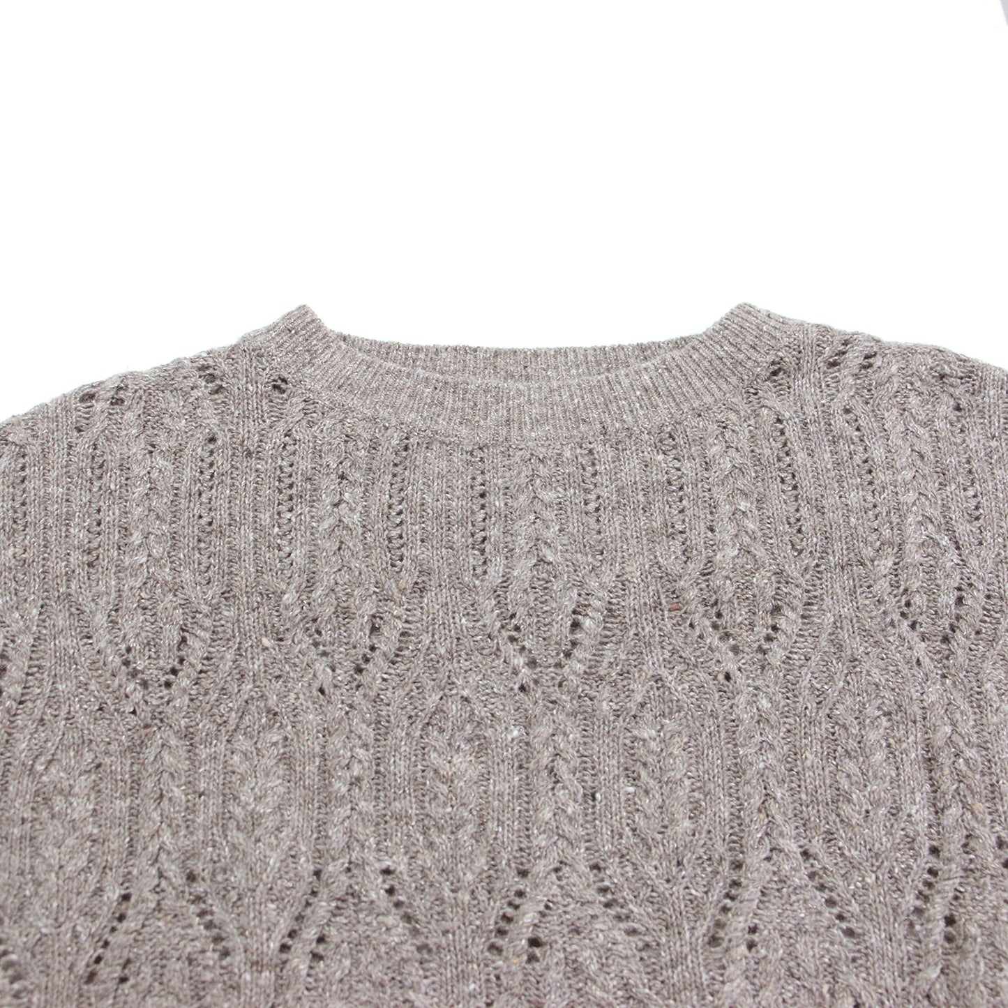 23秋冬 ケーブルネップ ジレ ニット プルオーバー / ベスト ノースリーブ ドロップショルダー ウール シルク