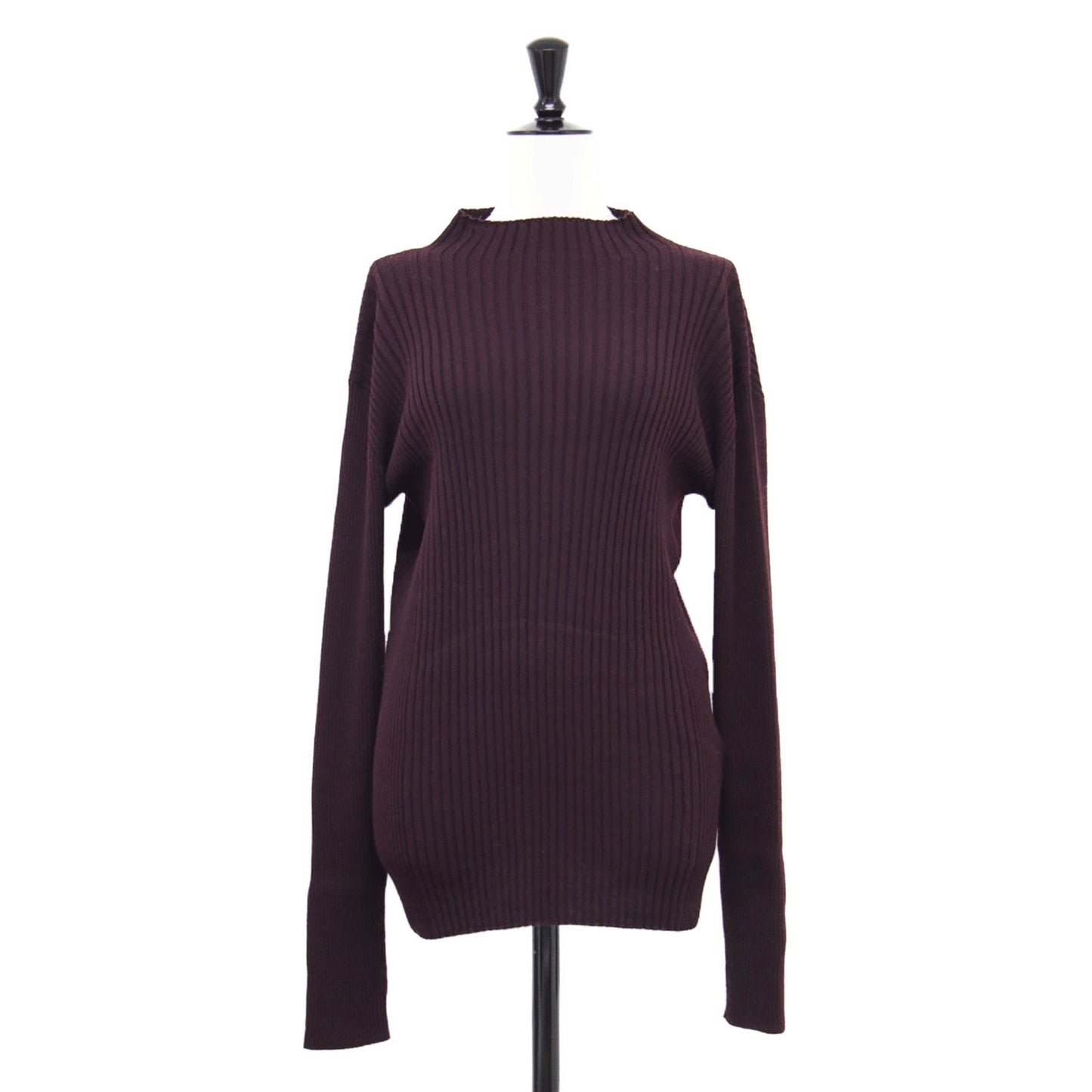 22秋冬 ウール ワイドリブ ボトルネック ニット / プルオーバー 長袖 ハイゲージ コンパクト