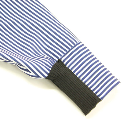 24秋冬 ストライプ バックボタン ブラウス / プルオーバー 長袖 リブ オーバーサイズ ドロップショルダー